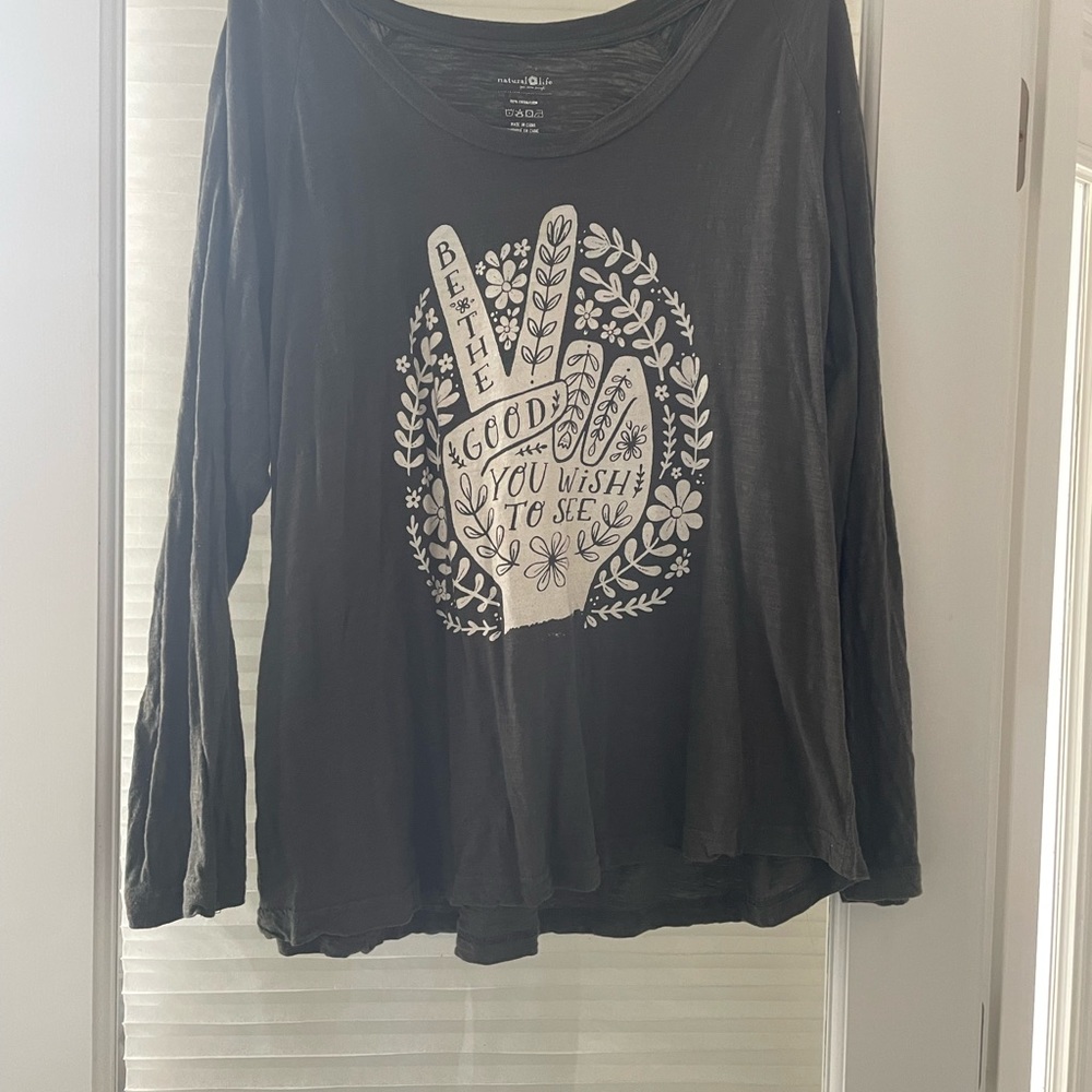 Natural Life Dark Gray Long Sleeve T Shirt XXL